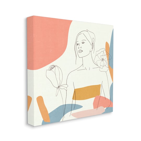Stupell Industries Female Line Portrait Canvas Wall Art